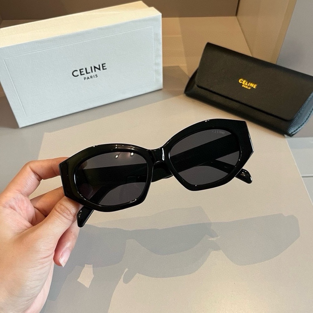 CELINE Dark Lens Cat Eye Sunglasses Black Frame OS - Picture 5 of 7